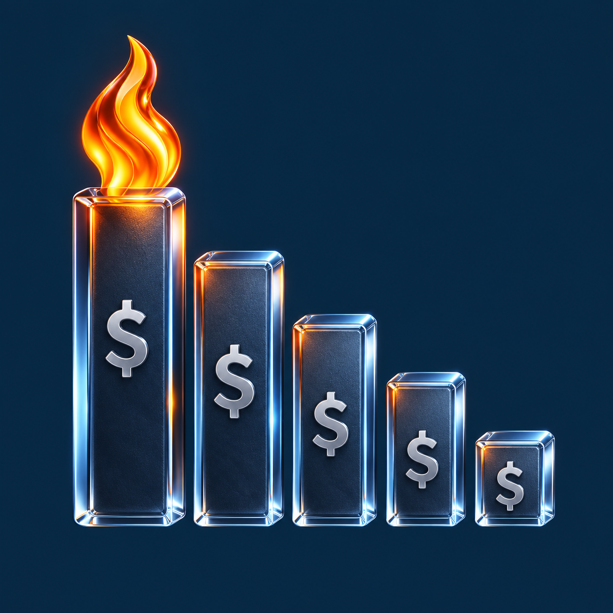 Net Burn concept illustration on deep navy